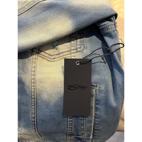 Mackeen Distressed Skull Biker Dark Jacket Mens Sz Large Embellished - Picture 11 of 16